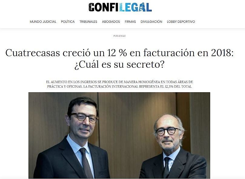 Cuatrecasas creci un 12 % en facturacin en 2018: Cul es su secreto?